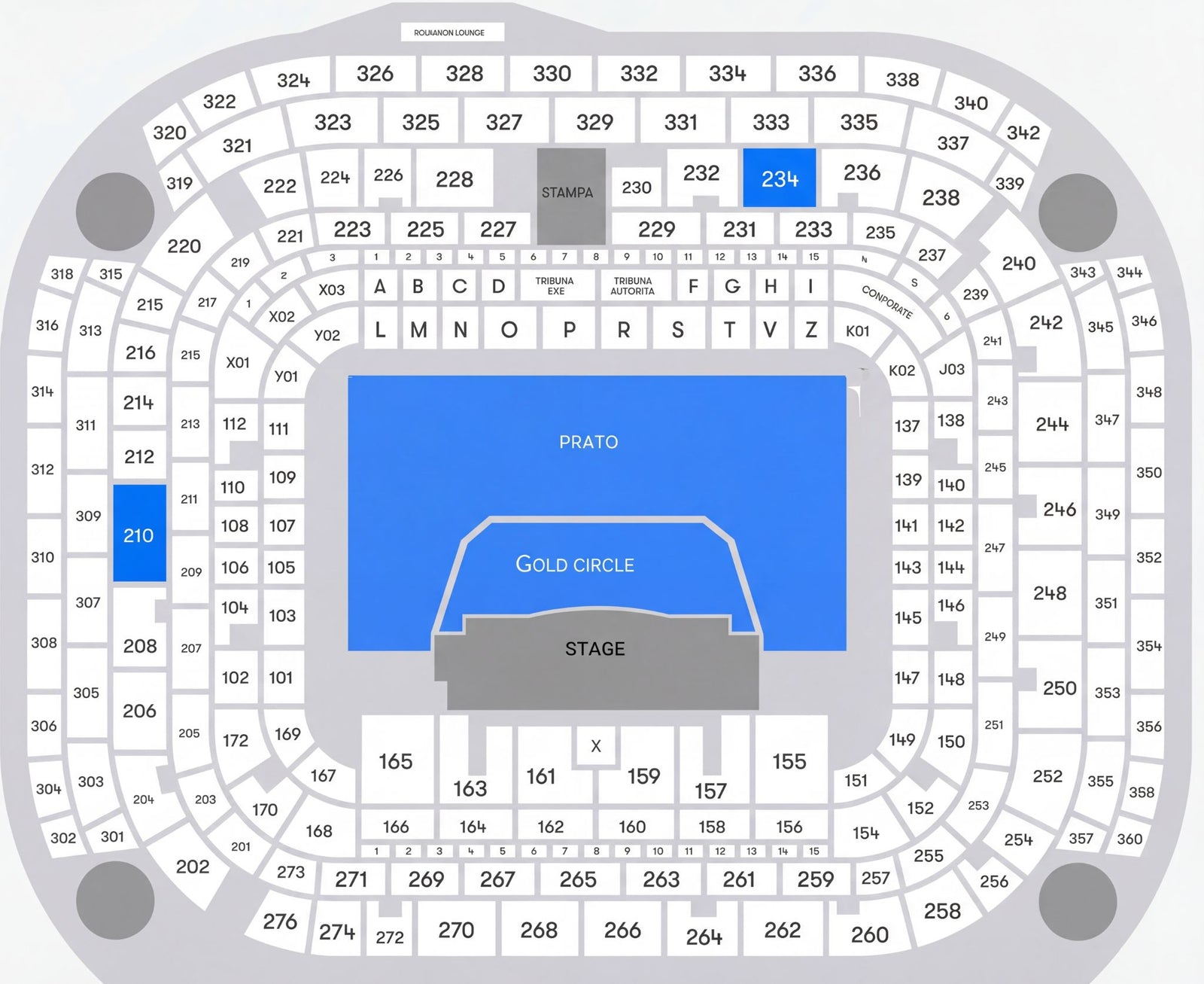 Mappa dello Stadio San Siro