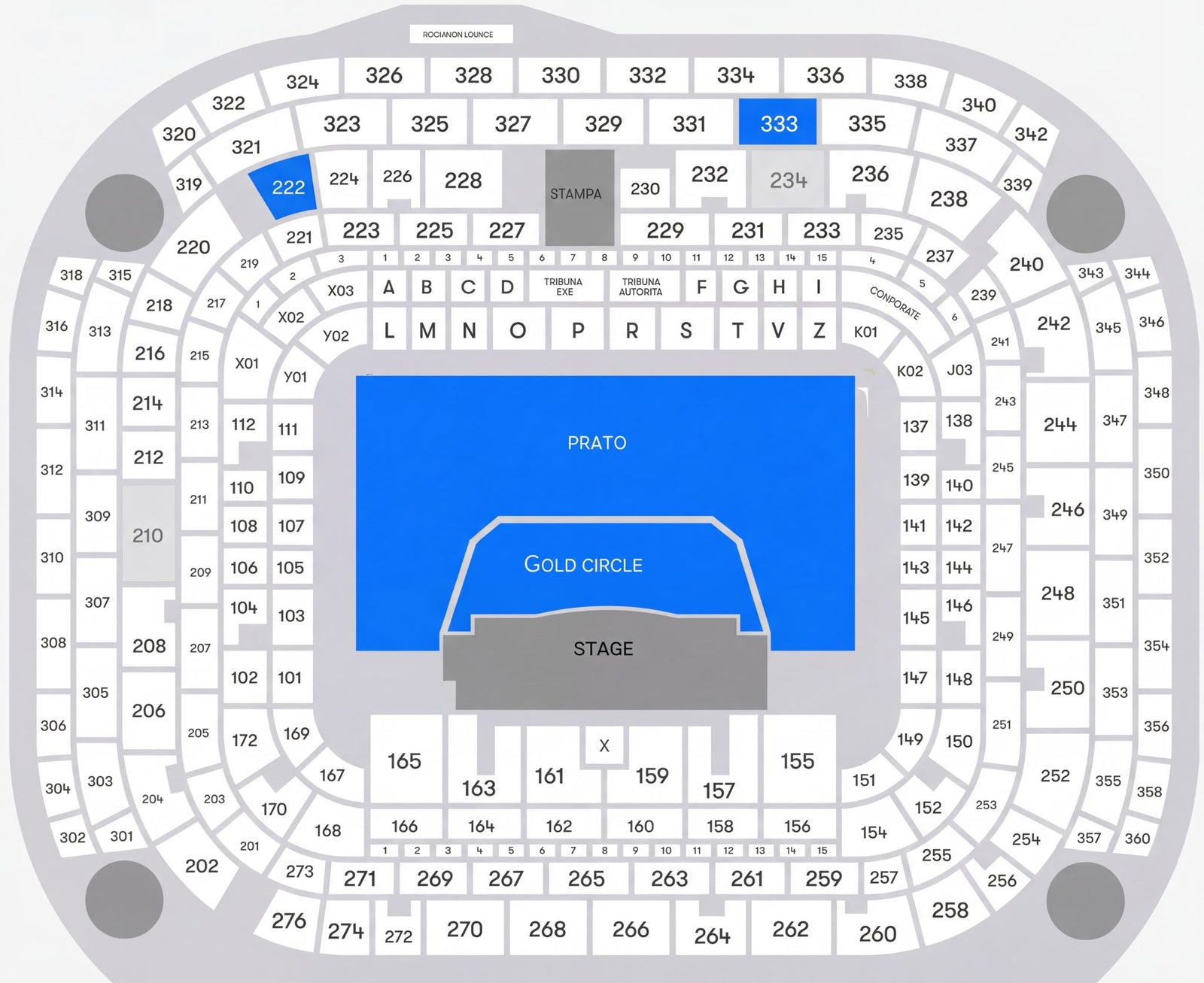 Mappa dello Stadio San Siro